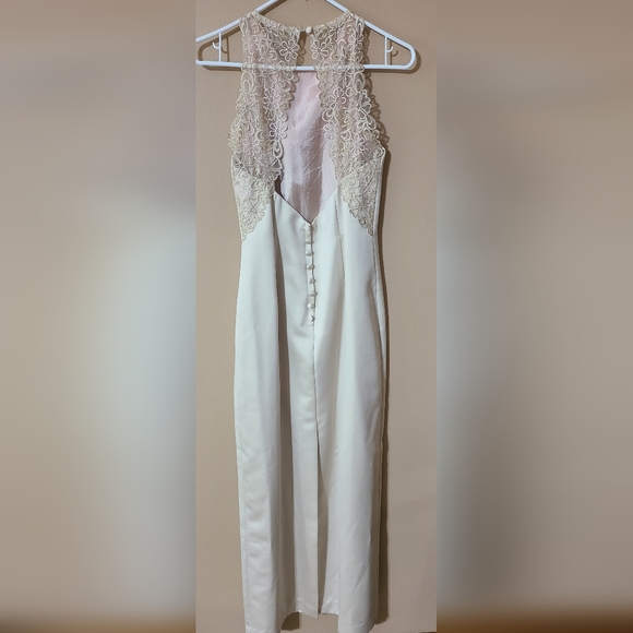 Vintage Alex E-v-e-n-i-n-g-s  Tea Length Dress Size 8 Taupe Sheer Back-Like New - Picture 2 of 7